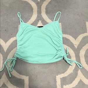Cotton Candy Light Green Ruched Crop Top